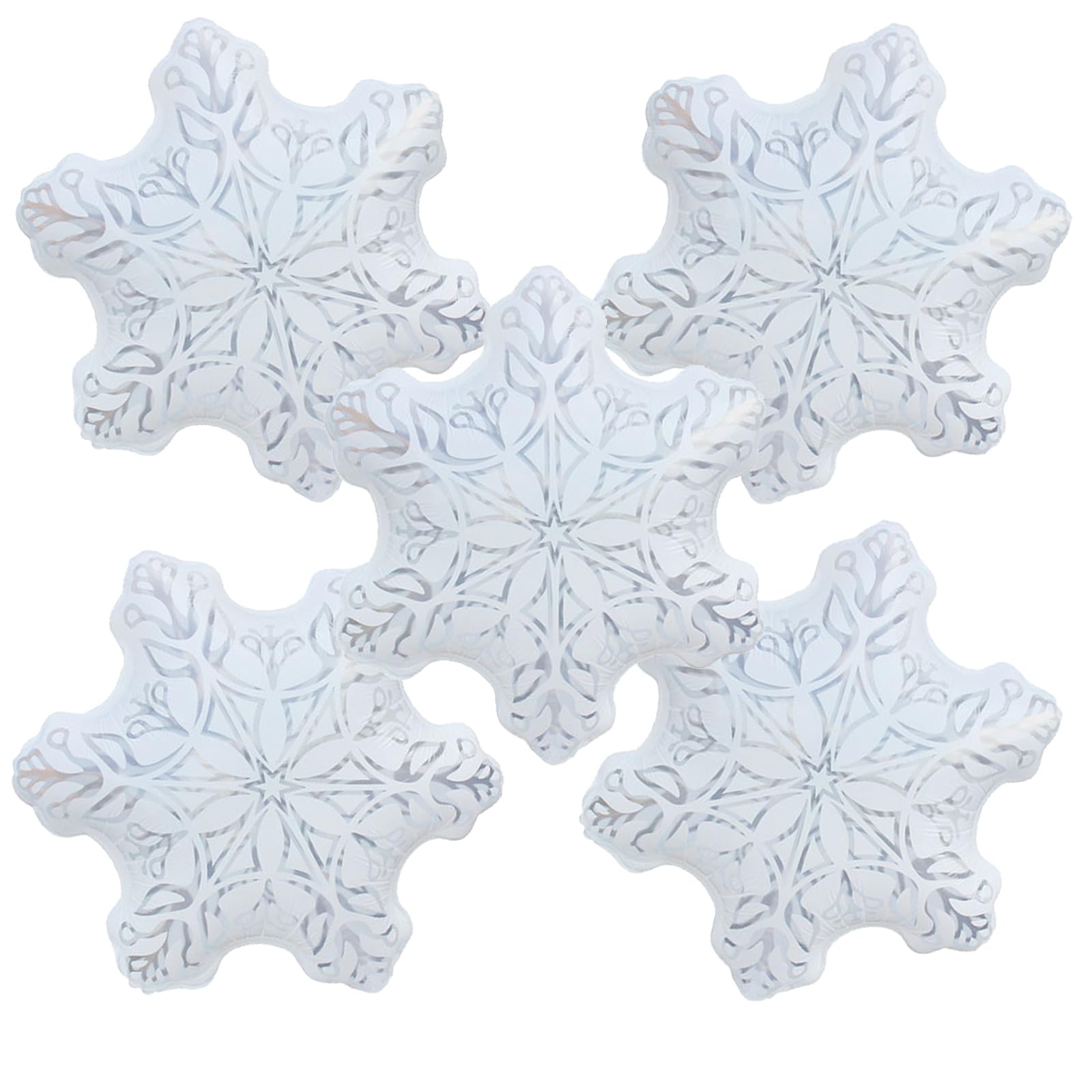 Iridescents Snowflake Foil Balloon Clear Rainbow Snowflake Mylar Balloon Princess Birthday Winter Merry Christmas Party Decoration (White)