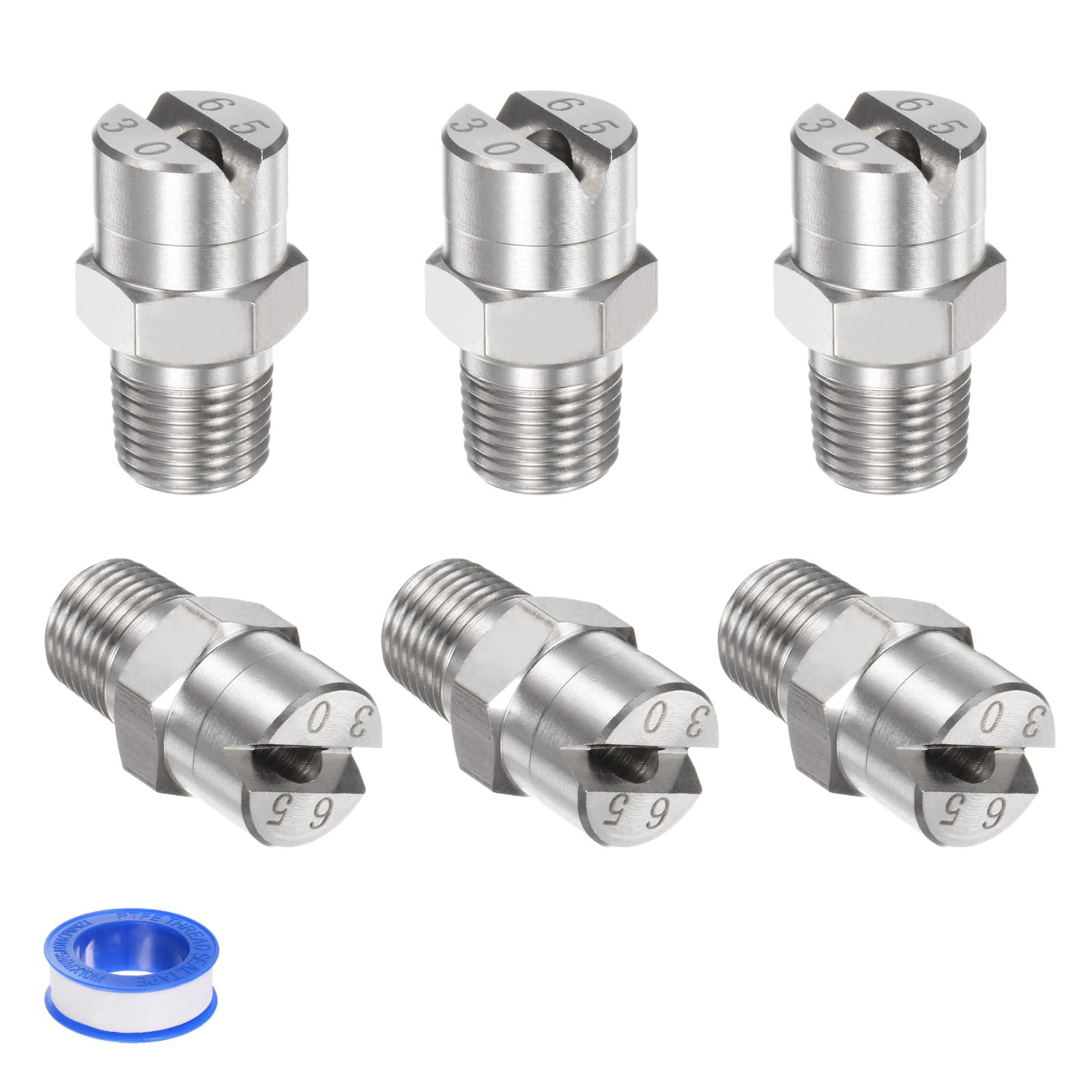Embout de pulvérisation plat 1/8BSPT avec jet précis 65° anti-fuite Lot de 6