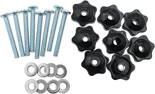 8 Sets T Track Knob Kit Galvanized Iron Screws 1/4-20 x 2”and 1/4”Black Hexagon Hand Nut with 1/4 "Galvanized Iron Flat Washer for Woodworking Fixtures and Fixed Installation