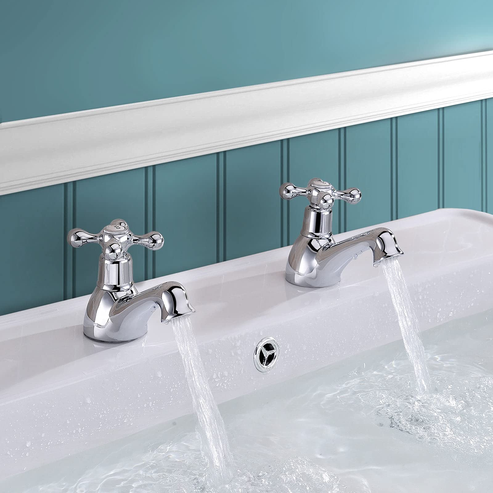 Nes Home Silver Victorian Traditional Twin Hot And Cold Basin Taps