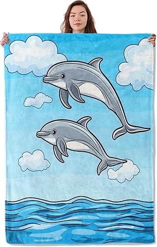 Miniatura 12 de Manta de ballena asesina saltando, suave, cálida y acogedora, regalos para adultos, niños y mujeres, manta de franela ligera y mullida para sofá,