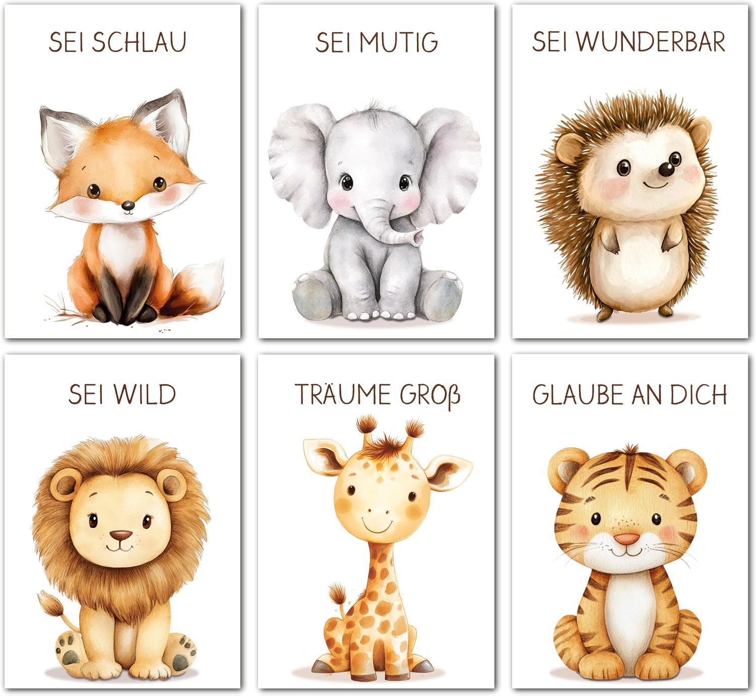 artpin® 6er Set Affirmationsposter Poster Kinderzimmer - A4 Bilder Babyzimmer - Deko Mädchen Junge (K10)