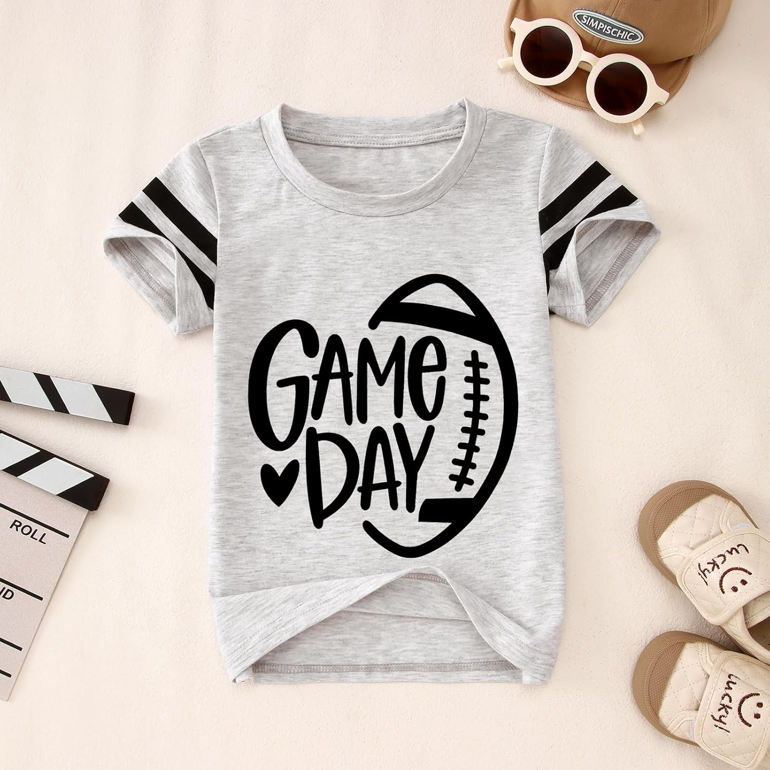 MODNTOGA Football Graphic T-Shirt Toddler Girl Boy Game Day Print Crewneck Shirt Short Sleeve Love Football Sunday Tee Tops - Image 7