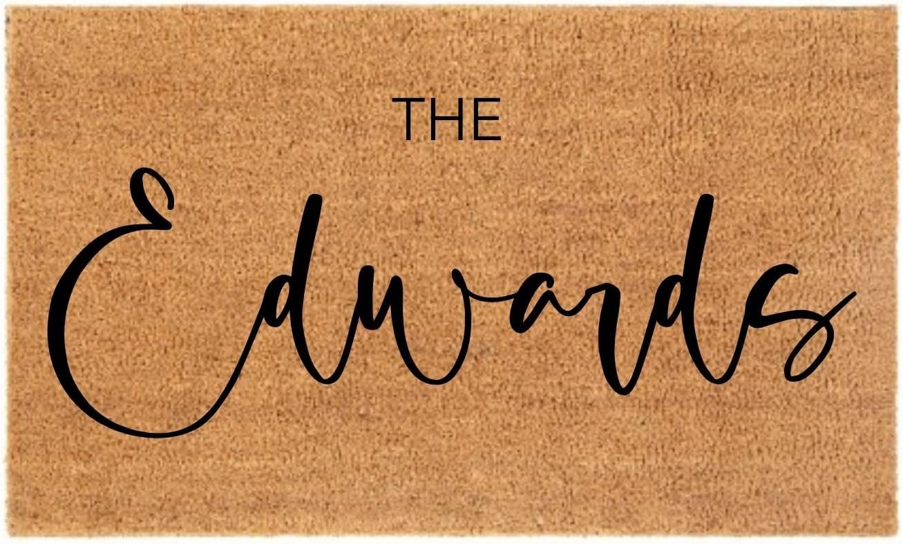Elegant Welcome Mat with Your Surname - Custom Family Name Doormat Personalized Handwritten Entry Rug New Home Gift Ideas Personalized Text