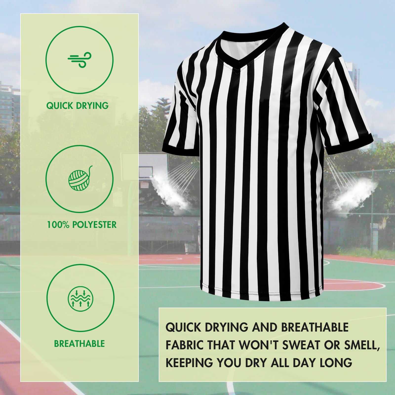 Amazon.com: 4Pcs Referee Shirt Men Ref Jersey V-Neck Black and
