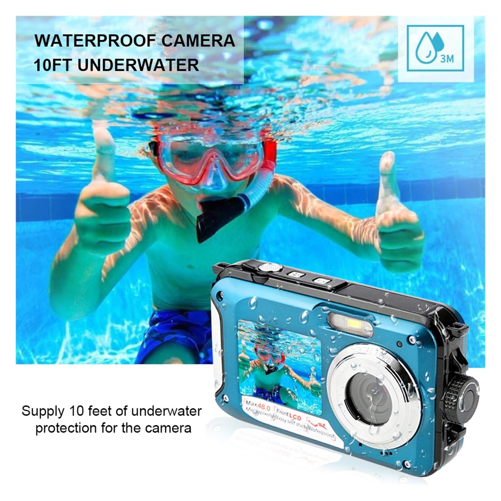 Kamera wideo 48MP Mini Aparaty Cyfrowe Dla Dzieci Do Fotografii Retro Vintage Dziecięcy Kompaktowy Rejestrator Wideo 3M Wodoodporne Kamery Zewnętrzne(No TF Card,Red)