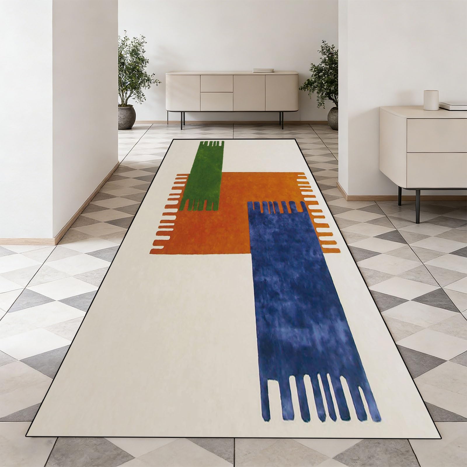 Alfombra estrecha de pasillo antideslizante y absorbente de pelo corto lavable