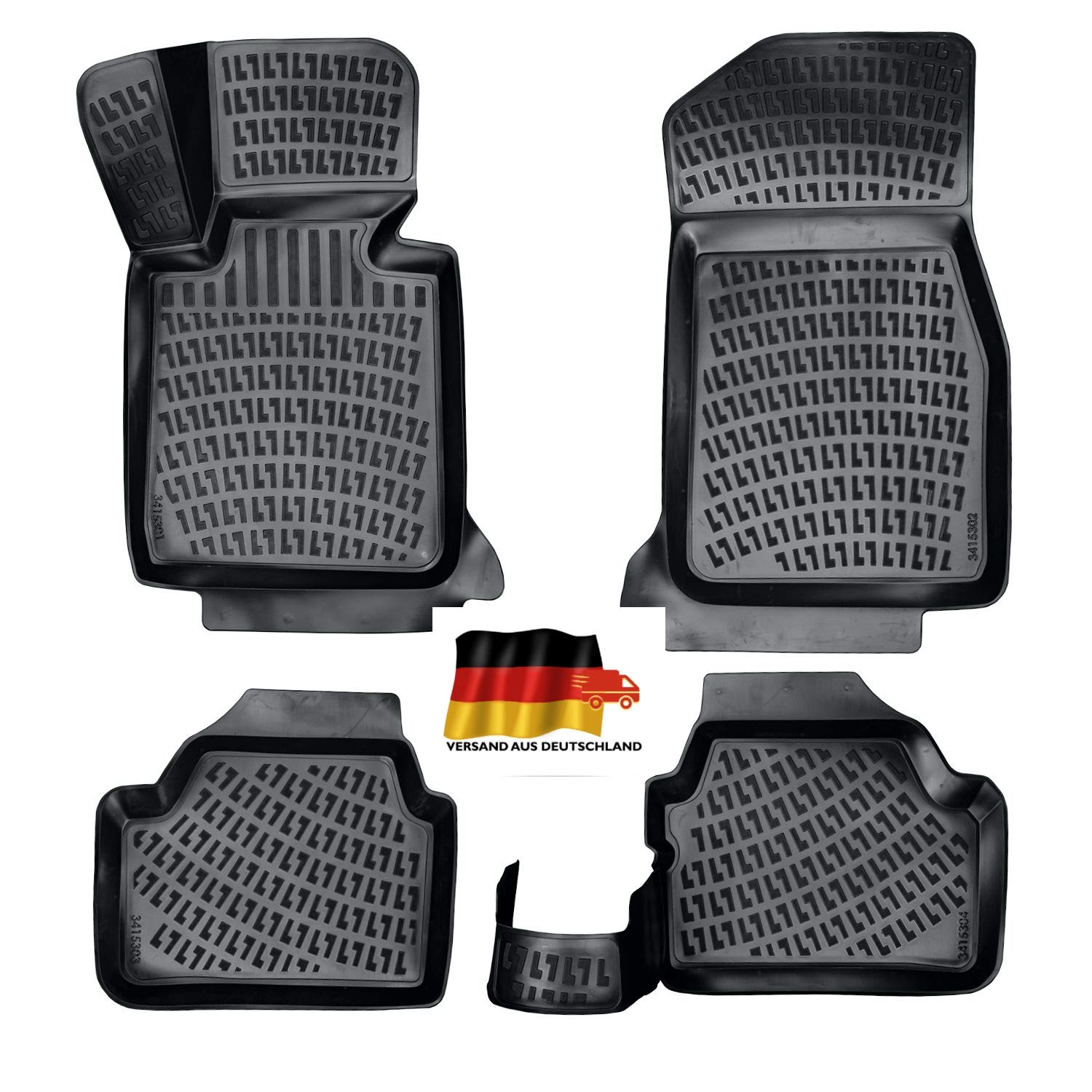 Rizline Passgenau 3D Fussmatten Auto Kompatibel mit BMW 3 G20 G21 ab 2019 Auto Zubehör 1. und 2. Reihe Gummimatten Autos TPE Allwetter Geruchlos rutschfest Vorne & Hinten Schwarz