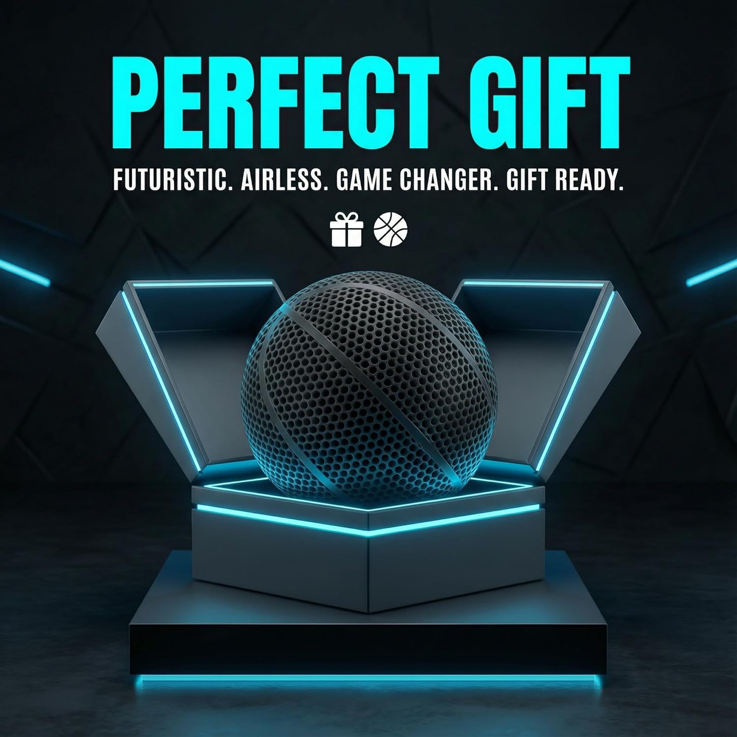 3D Printed Airless Basketball - No Pump Needed, Ultra-Quiet & High Bounce - Official Size 7 for Indoor & Outdoor Use