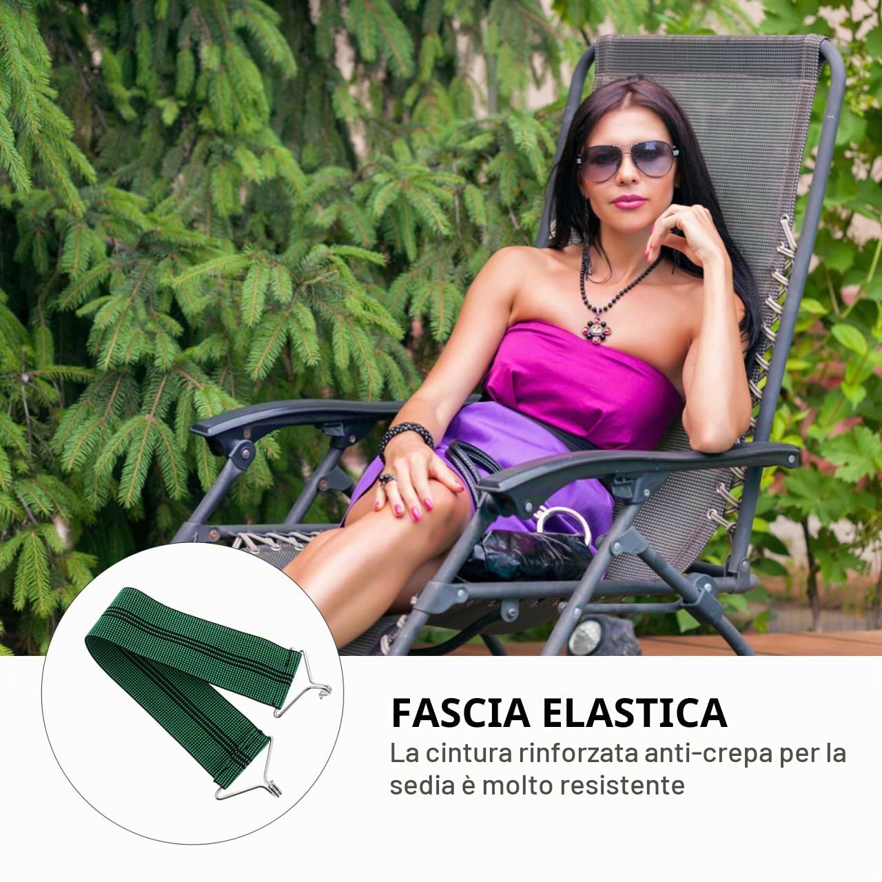 HANABASS Set Di 5 Cinghie Rinforzate Per Sedia, Cinghia Di Rinforzo Per Sedia Pieghevole Per Sedie a Gravità, Cintura Elastica Anti-Rottura Per Sedie a Sdraio E Poltrone Reclinabili Da Patio