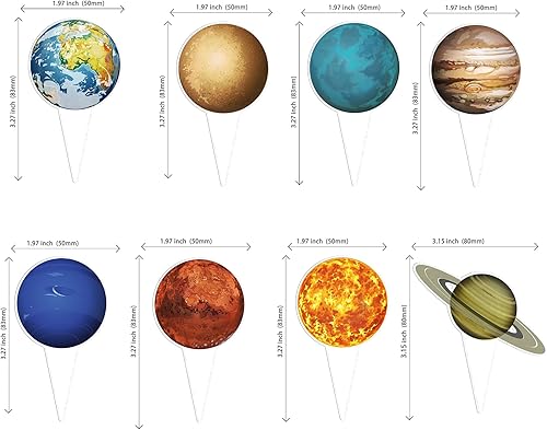 Miniatura 2 de Gyufise 40 piezas de decoración para cupcakes del espacio exterior, sistema solar, galaxia, universo, planetas, planetas, cupcakes, decoración de