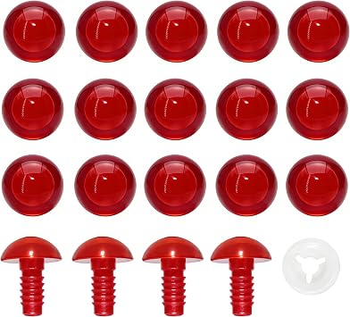 BESTCYC 1Box50pcs 15mm Red Plastic Safety Eyes with Red Pupils Threaded Design Craft Eyes with Washers for DIY Making and Repair Making of Amigurumi Stuffed Animal,Doll,Crochet, Supplies