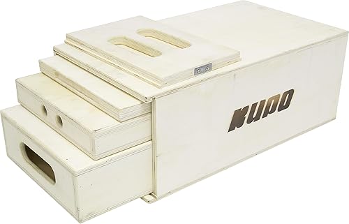 Kupo Juego de cajas de manzana anidable 4 en 1 con panqueques, cuartos, medias y cajas completas, solución de agarre de madera de abedul de 9 capas