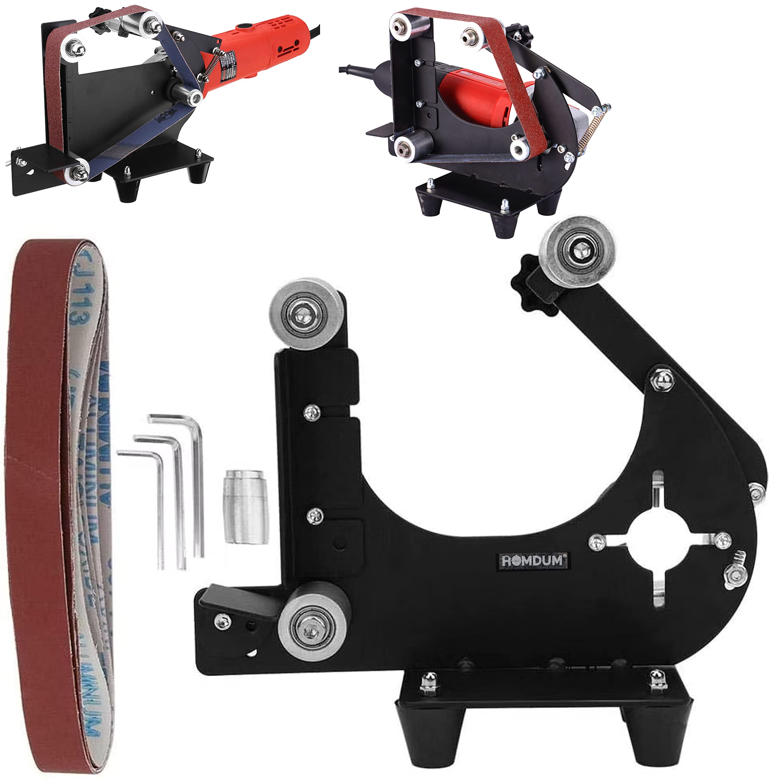 HOMDUM Abrasive Belt Machine Bracket for Angle Grinder, Belt Sander Attachment for Grinder Roller (4inch & 5 inch)