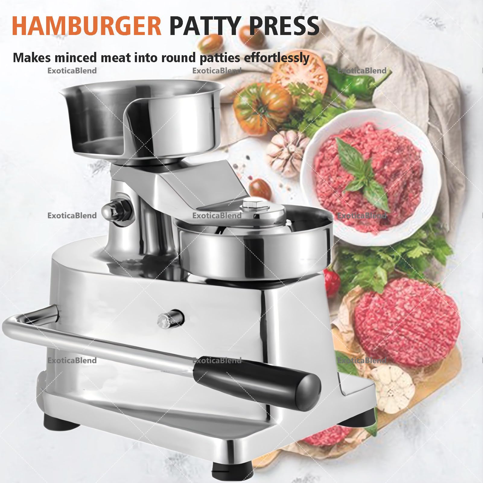 Kommerzieller Burger-Patty-Maker mit 500 Stück Patty-Papier, robuste Edelstahl-Hamburgerpresse, Küchen-Fleischformwerkzeug für perfekte Patties