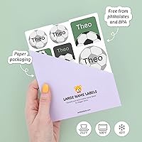 Vista 5 de Etiquetas de nombre para niños (33) – Calcomanías personalizadas para guardería, campamento y escuela – Calcomanías duraderas e impermeables