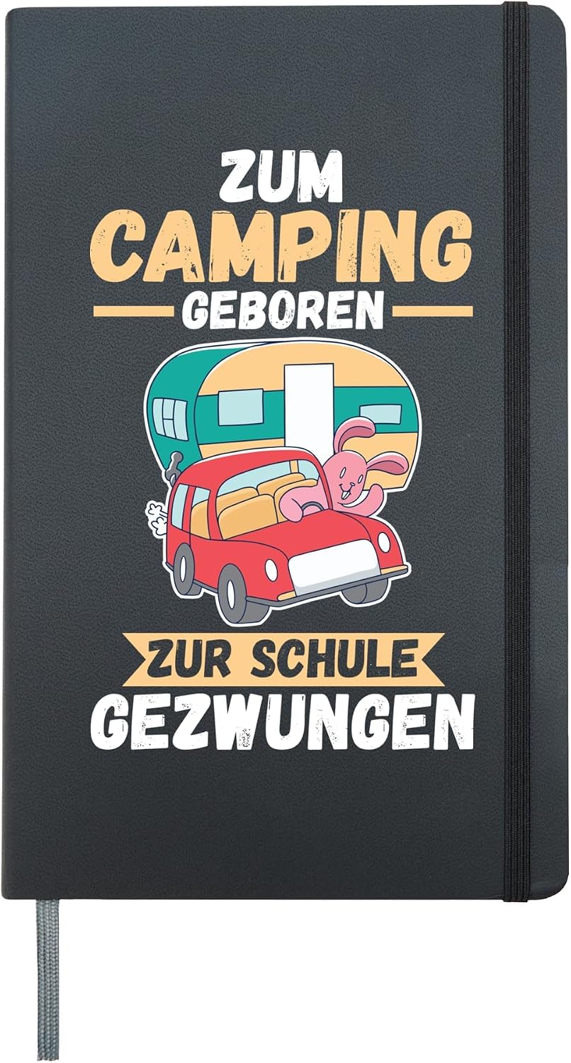 Born to School for Camping Hardcover Journal, Black
