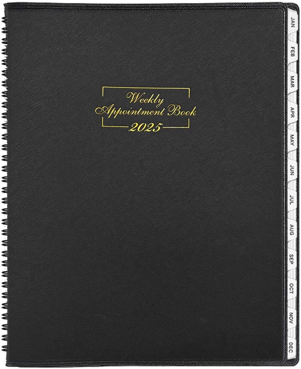 Ymumuda Daily Planner 2025 - Weekly Appointment Book Planner 2025, Daily Planner Appointment Book with 15 Minutes Increments, 8.5" x 11", Large, JAN - DEC 2025, Ideal for School Office Work Schedule - Black