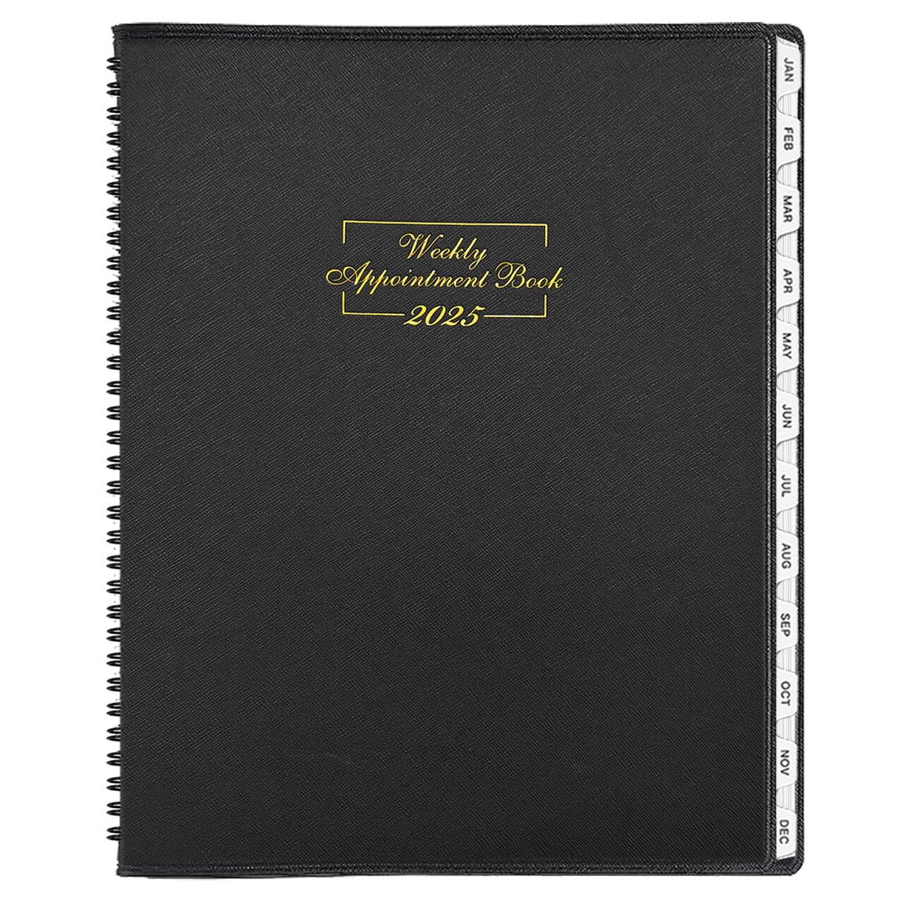 YmumudaDaily Planner 2025 - Weekly Appointment Book Planner 2025, Daily Appointment Book with 15 Minutes Increments, 8.5" x 11", Large, JAN - DEC 2025, Ideal for School Office Work Schedule - Black