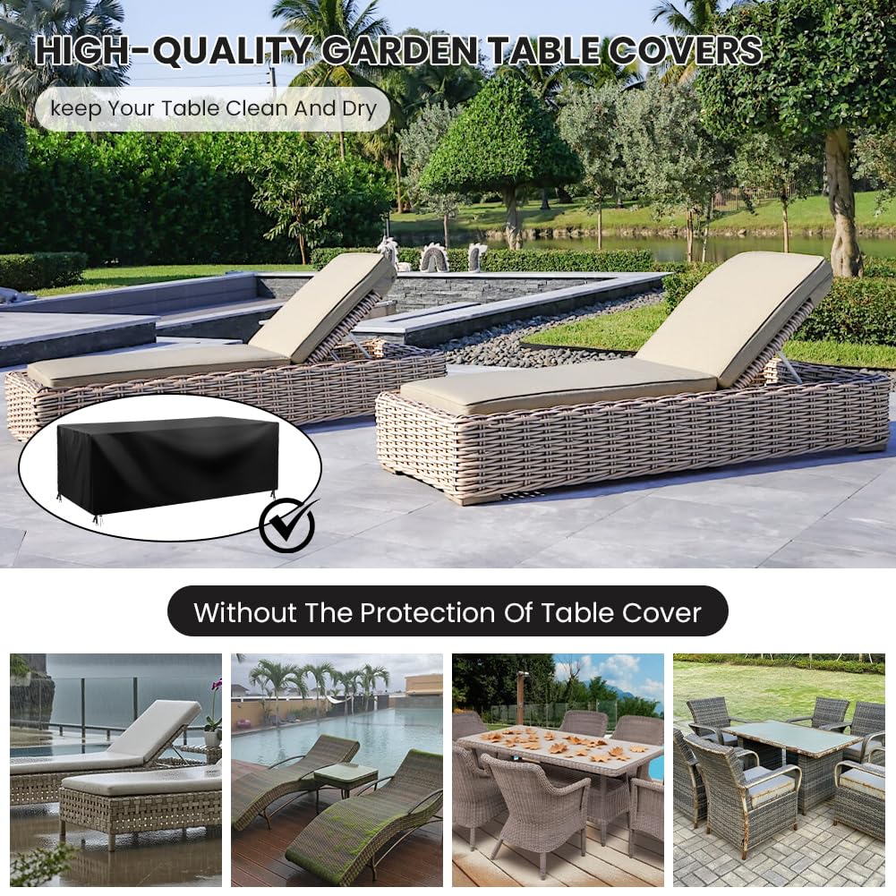 AOOWU Funda Sillas Jardin Apilables, 210D Tela Oxford Funda Sillas Exterior Impermeable con Cordón,Resistente al viento y a los rayos UV Funda para Sillas para Silla Apilables Jardin (185X120X74CM)