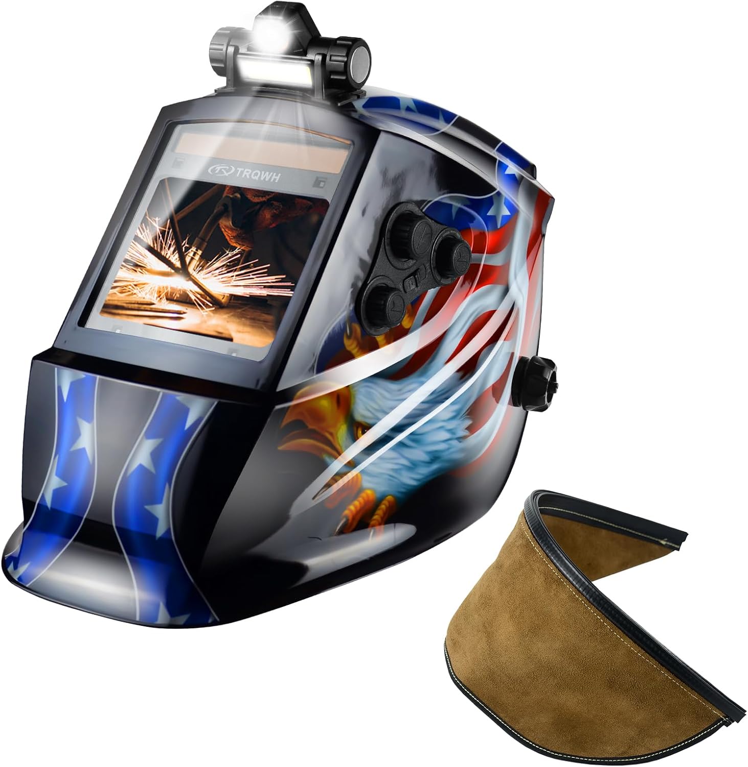 TRQWH Large View Welding Helmet Auto Darkening True Color Welding Hood & Welding Helmet Bib