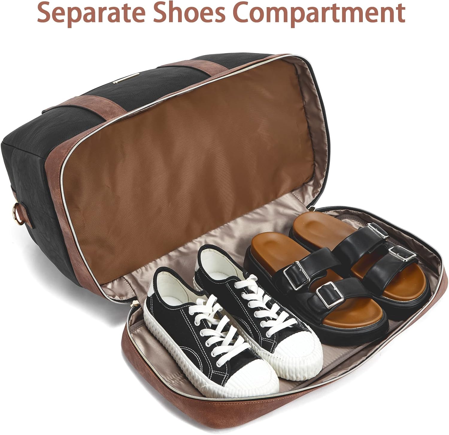 BOSTANTEN Weekender Bags for Women Leather Travel Duffel Overnight Bag Large Duffle with Shoe Compartment &Trolley Sleeve