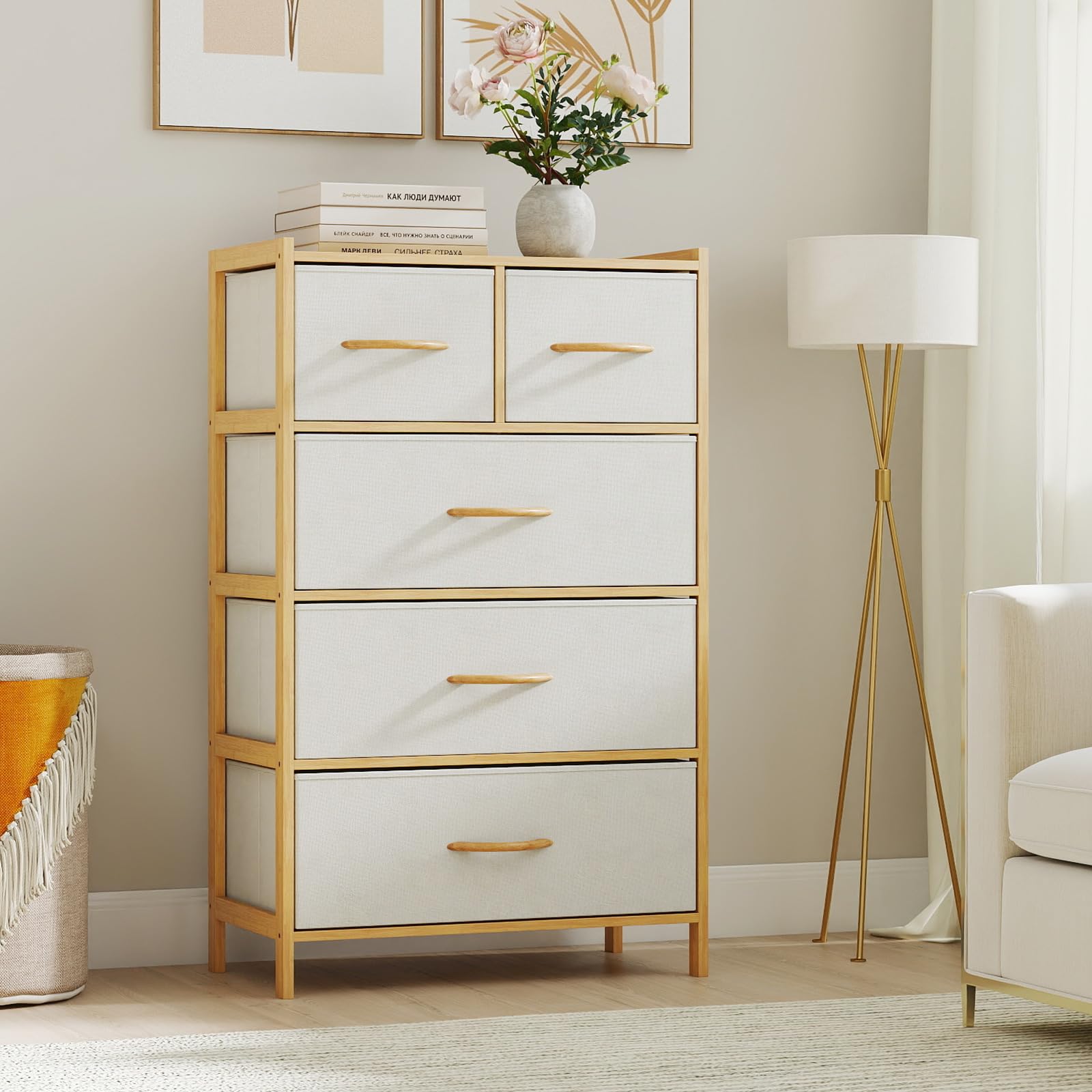 Amazon.com: Giantex 5-Drawer Dresser for Bedroom, Bamboo Storage