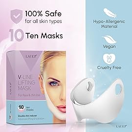 V Shaped Contouring Face Mask Line Shaping Lifting Belt Neck Reduction Jawline Lift Tape Enhancer Face Patch Firming Tightening Skin Chin Up Sculpting Collagen Mask Hyaluronic Acid Aloe Vera 10pcs