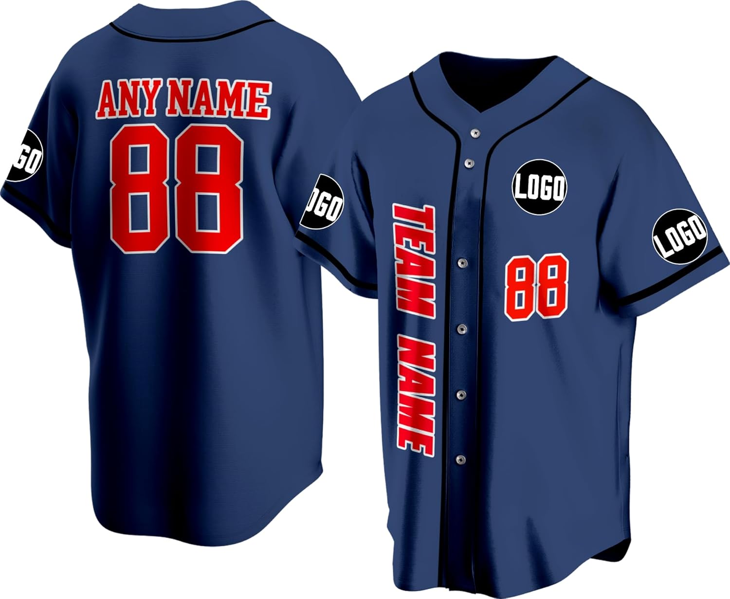 Custom Baseball Jersey Stitched Printed Your Name Number Logo on Jersey Back for Men Women Youth Baseball Fans