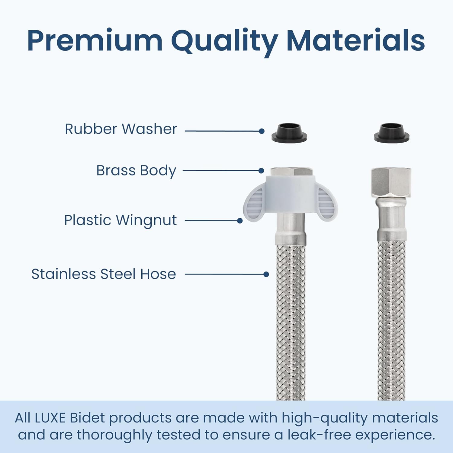LUXE Bidet 3/8” x 3/8" 15" x Cold Water Bidet Hose, Connects the cold water T-adapter to your bidet. Compatible with NEO Plus Series Bidet Attachments