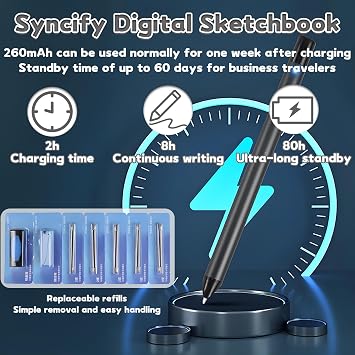 Digital Sketchbook Pro V2, Smart Digital Notebook Drawing Pad with A5 Erasable Paper Refill + 5 Spare Refills, Smart Sync Pen & Notebook, Drawing, Writing, Note-Taking,Black