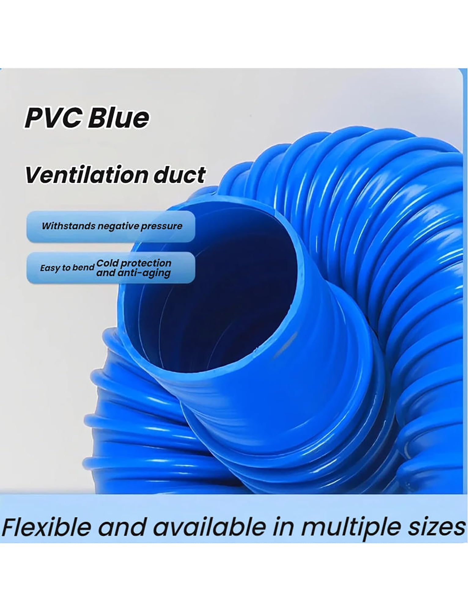 Manguera de succión polvo, caucho PVC | Manguera de recolección de polvo de PVC y extensión de bajante, azul, varios tamaños (130 mm/5,1 pulgadas)(150mm/5.9in)