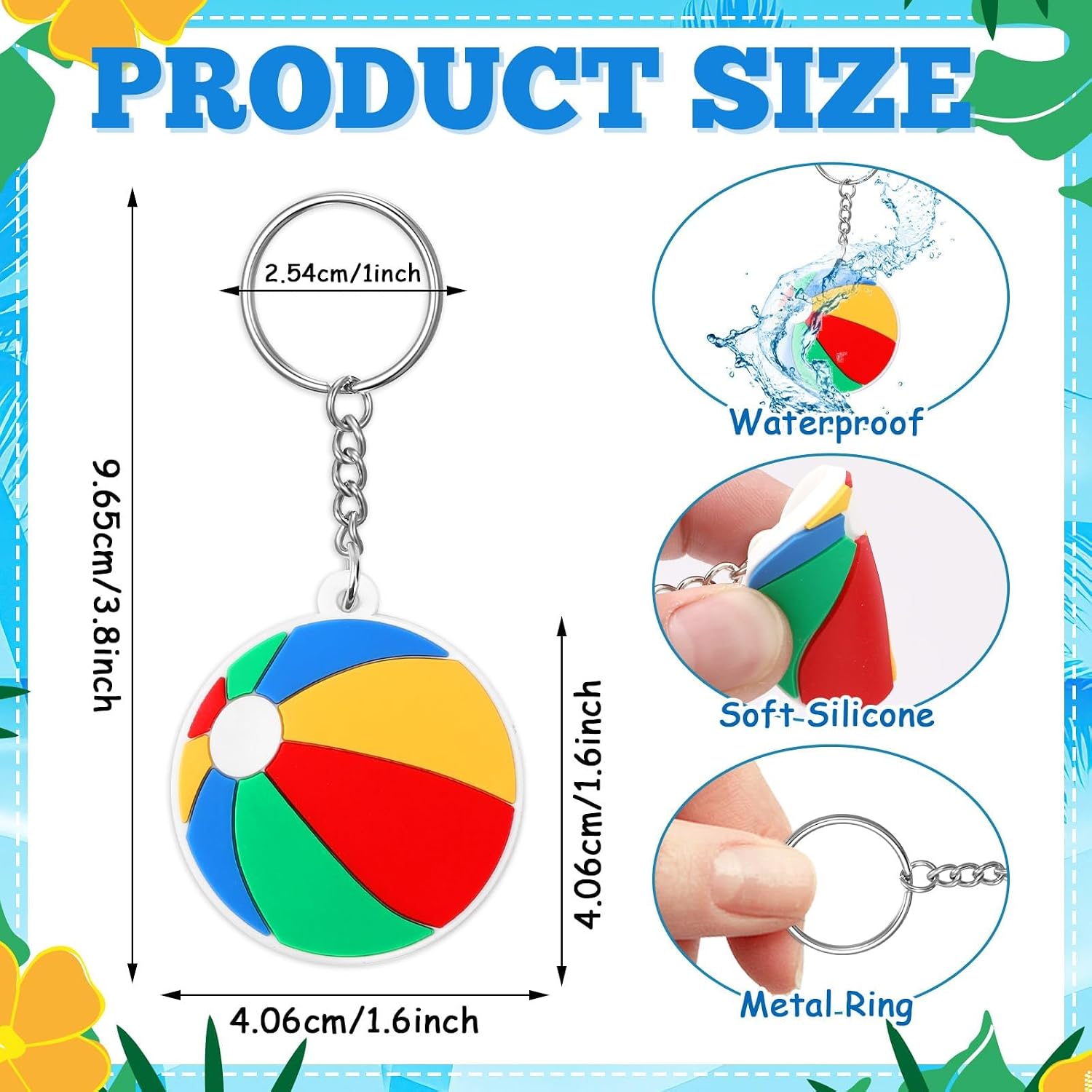 JUNEBRUSHS 30PCS Summer Keychains Hawaiian Beach Hanging Pendant for Summer Beach Sea Theme Birthday Party Favor Classroom Supplies(10 Style)