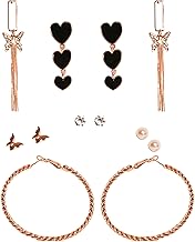 Fashion 6 Pairs Combo Set Latest Stylish Vintage Pearl Earrings for Women Gold Plated Dangle Earrings Heart Butterfly Hoop Earrings Geometric Fashion Jewelry