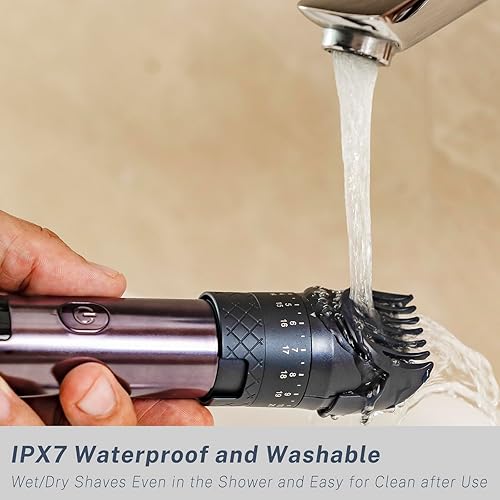 Miniatura 8 de Cortadora de barba para hombres, maquinillas de afeitar eléctricas y cortapelos, esfera de precisión ajustable, 20 ajustes, kit de afeitado todo en