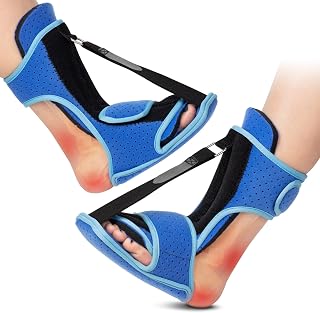 Plantar Fasciitis Night Splint: 2 Pack Plantar Fasciitis Brace with Support Plate - Dorsal Night Splint for Women Men Achilles Tendonitis Relief Foot Drop Heel Spur Pain Black-Blue