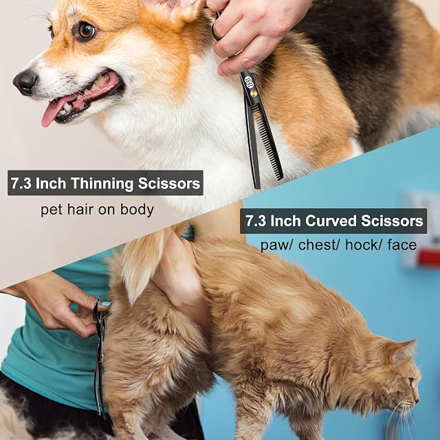 Foto 6 de 8 de CIICII Tijeras Peluqueria Canina, 7 Pulgadas Tijeras para Perros (Negro)