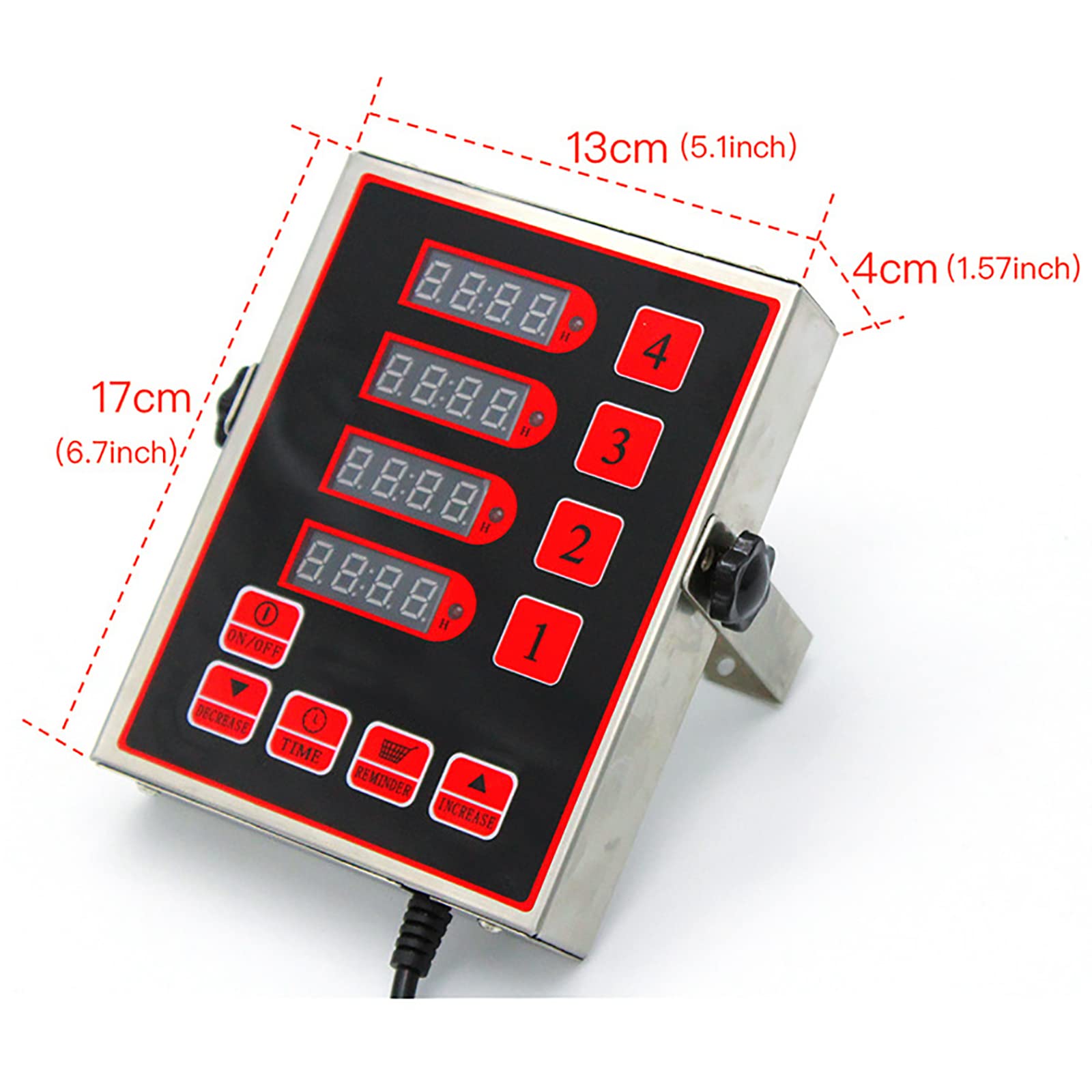 Temporizador de Cocina de 4 Canales para Cuenta Regresiva de Cocina, Temporizador de Cuenta Regresiva para Restaurante Comercial, Temporizador de Acero Inoxidable, Pantalla LED con Alarma Fuerte Rec