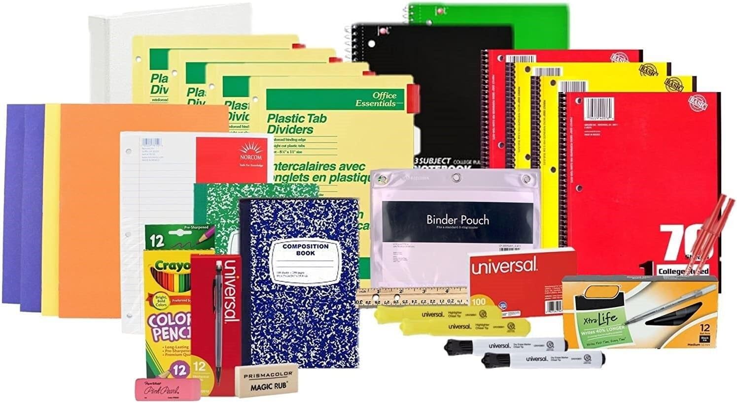 High School & College Back to School Bundle – 43 Piece Kit - Including Notebooks, Binder, Dividers, Pencil Bag, Pens, Mechanical Pencils, and More – Academic Kit for Grades 9–12 and College Students