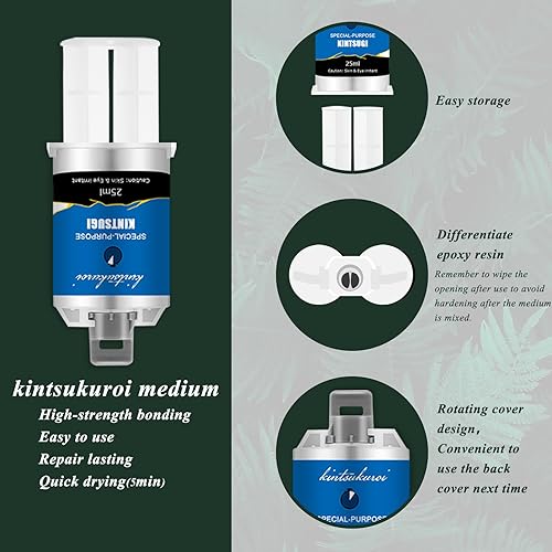 Miniatura 4 de Kintsugi Kit de reparación dorado, kit japonés de Kintsugi para mejorar tu cerámica, repara tu cerámica significativa con polvo dorado medio,