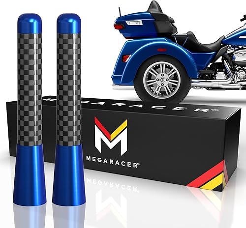 Mega Racer Antena de motocicleta de fibra de carbono azul marino de 3.1 pulgadas para Harley Davidson todos los modelos 1989  2022, antena de