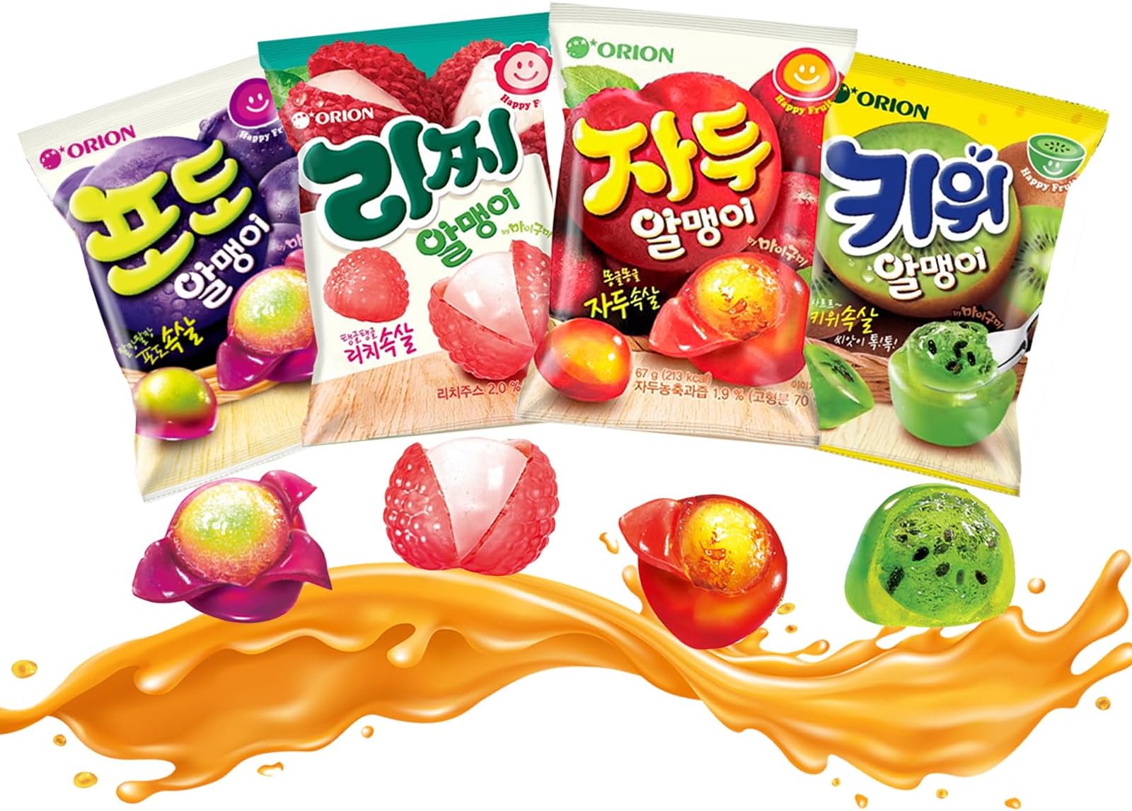 Fruit Peelable Candy - 4D peelable Gummies, 9.46oz Jelly Filled Gummies, Gluten Free Individually Wrapped Korean Snacks, Sweet Crystal Fudge for Party Father's Day Gifts (4 Bags)