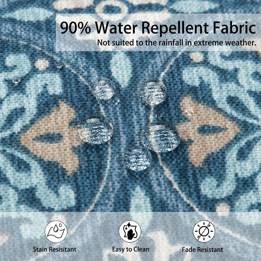 Magpie Fabrics Indoor Outdoor Cushion Cover Replacement 2 Pack, NO Insert! Water Repellent Slipcover with Ties Decor for Patio Garden Chair Seat Sofa Bench Wicker(Morgan Medal Blue, 20x18x4 Inch)