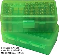 Vista 3 de MTM Caja de munición P50-38-16 50 Round Flip-Top Compatible con 38/357 Cal Hecho de polipropileno Apilable, cierre de cierre a presión Verde