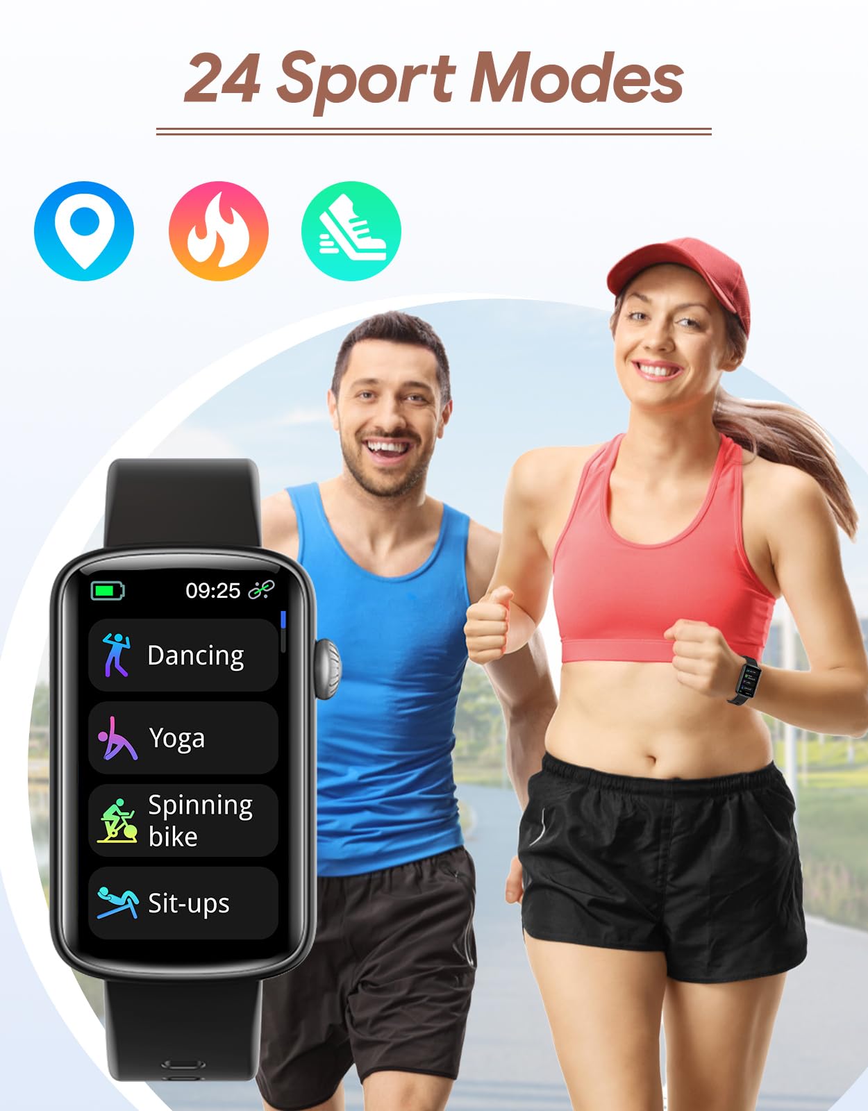 Rastreador de actividad física, relojes de fitness para mujeres y hombres con monitor de frecuencia cardíaca, oxígeno en sangre y podómetro, reloj inteligente de 1.47 pulgadas, contador de calorías 2