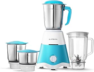 Super Dlx Juicer Mixer Grinder | Up to 750 Watt Powerful Motor | 4 Jars for Grinding, Mixing, Juicing | 2 Year Warranty | Blue & White