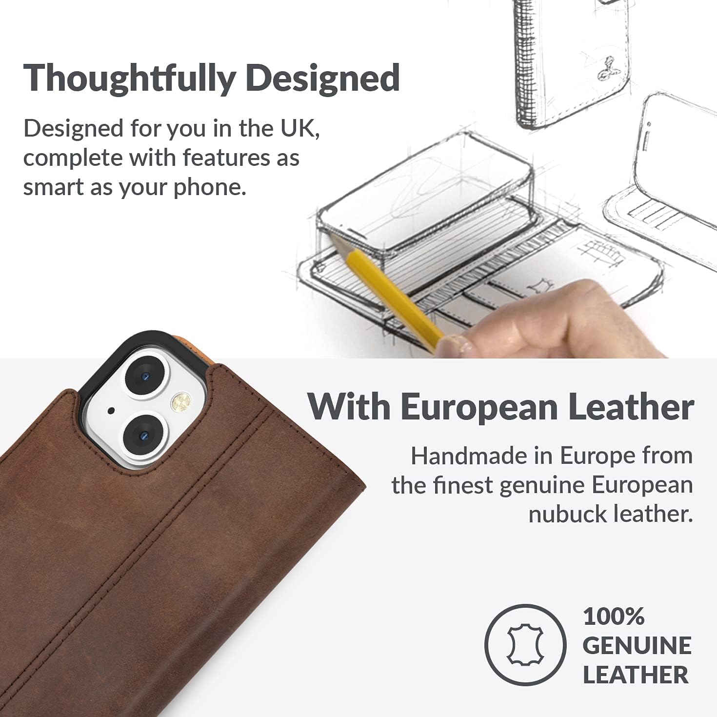 Snakehive Leather Wallet for iPhone 13 Mini || Genuine Leather Wallet Phone Case || Real Leather with Viewing Stand & 3 Card Holder || Flip Folio Cover with Card Slot (Brown)