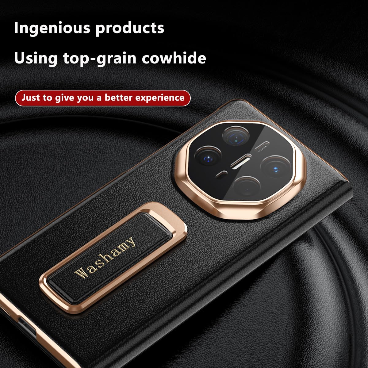 COQUE Inteligentne etui z klapką z prawdziwej skóry do Huawei Mate X6 z obrotowym paskiem na nadgarstek i stojakiem pod wieloma kątami do Huawei Mate X6-fioletowy