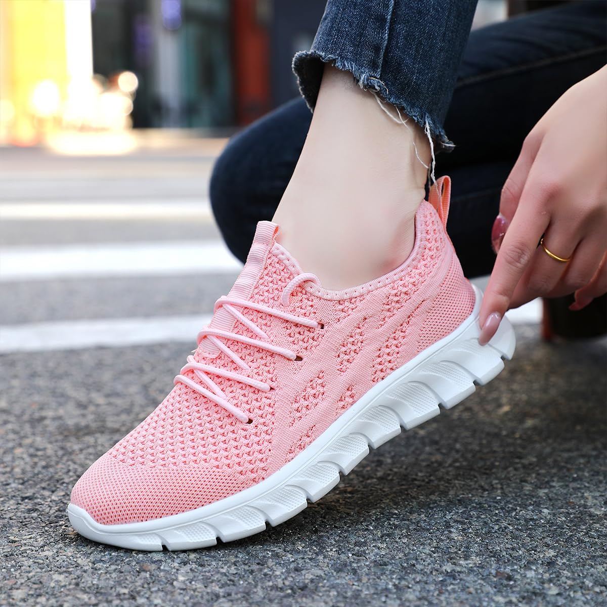 Womens Walking Running Shoes Slip On Tennis Sneakers Breathable Lightweight Athletic Gym Workout Casual Fashion Fitness Training Shoes