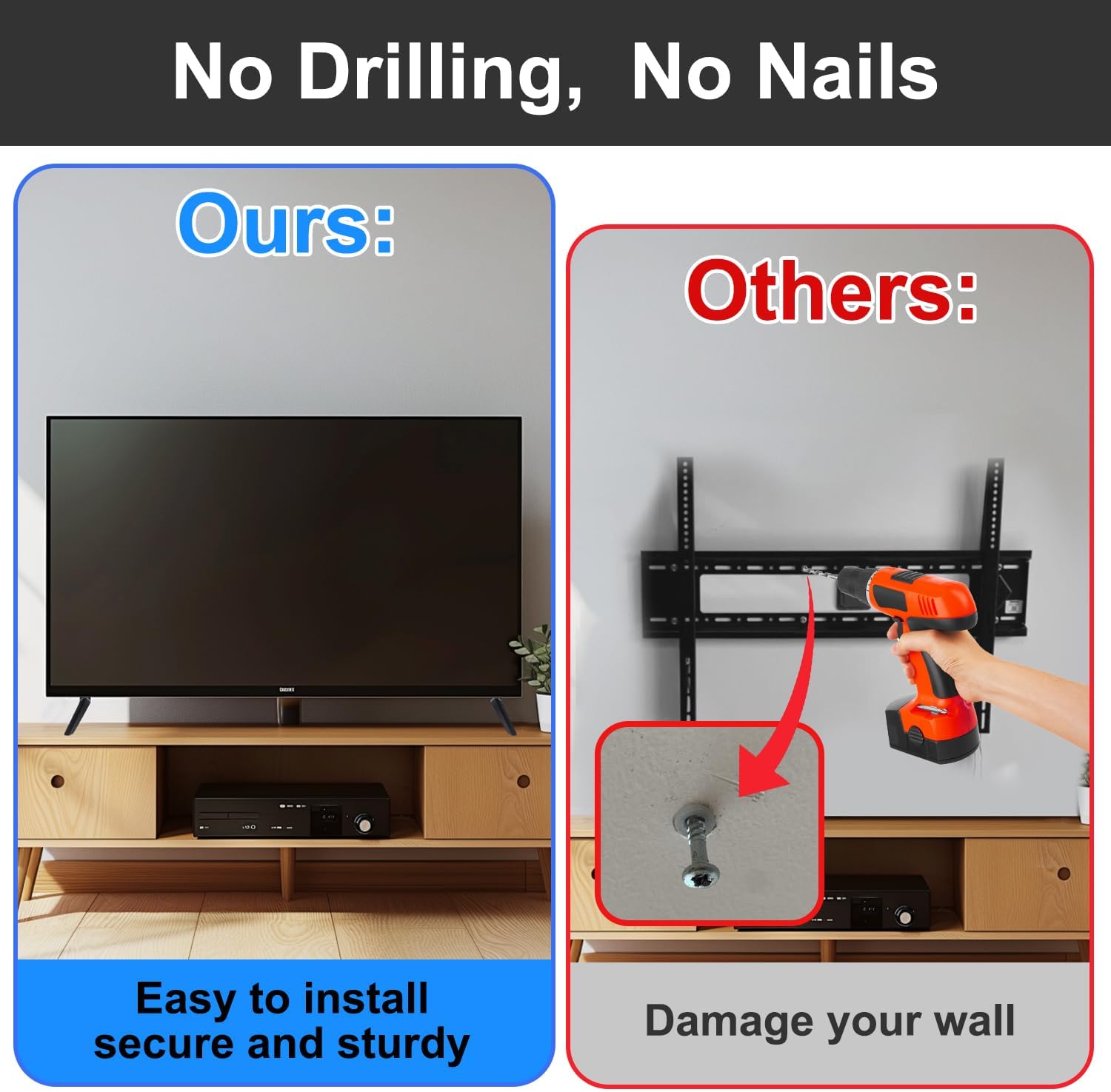 Set of 2 Sturdy TV Stand Legs – Anti-Wobble Design for Vizio 50" Class TVs – Compatible with D50X-G9/V505-G9/V505-H9/M506X-H9, Easy VESA Tabletop Mount, Includes All Screws (Black)